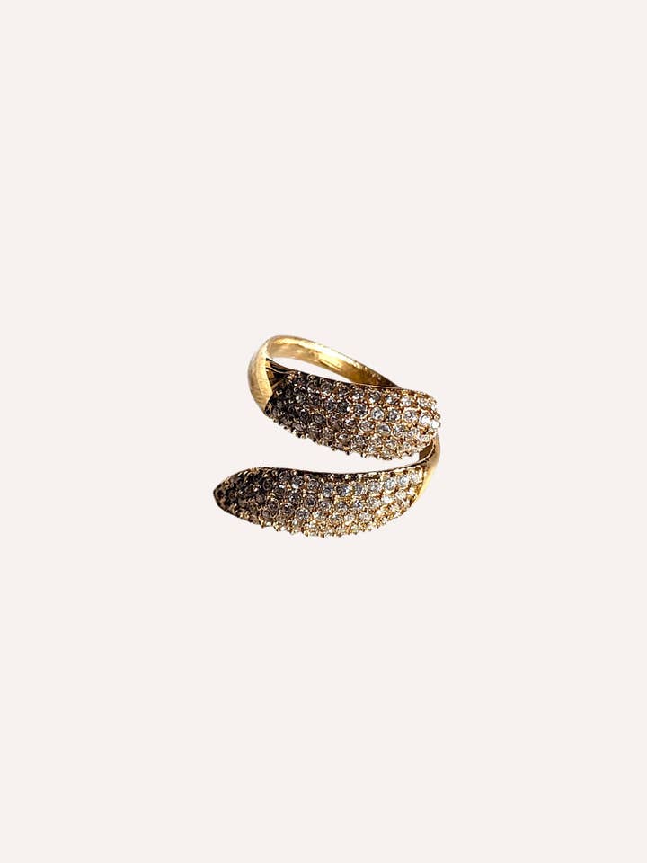 Bague ouverte avec cristaux – Bague Wave Pavé pour la vente par GioLì Jewels