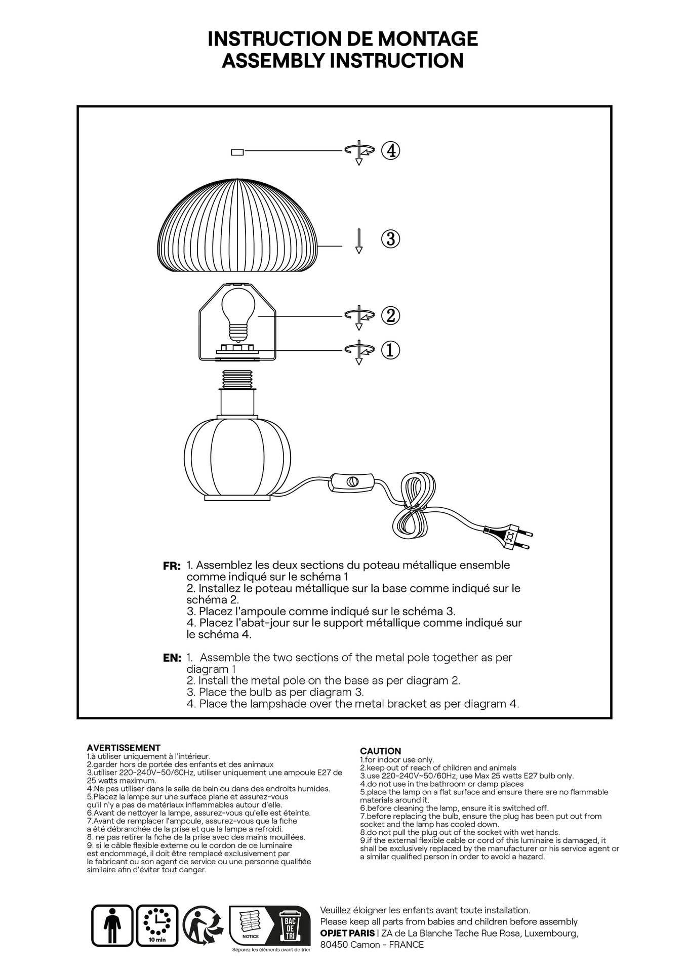 Opjet Paris - Wholesale Accent/Desk Lamp - Madeleine yellow lamp D22 H25cm1