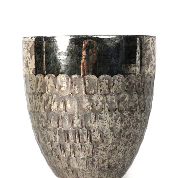 Vaso per orchidee in vetro Mercury Silver Beehive (15,2 x 14,5 x 5,5") per la vendita all'ingrosso da parte di S.N.K. Home Decor