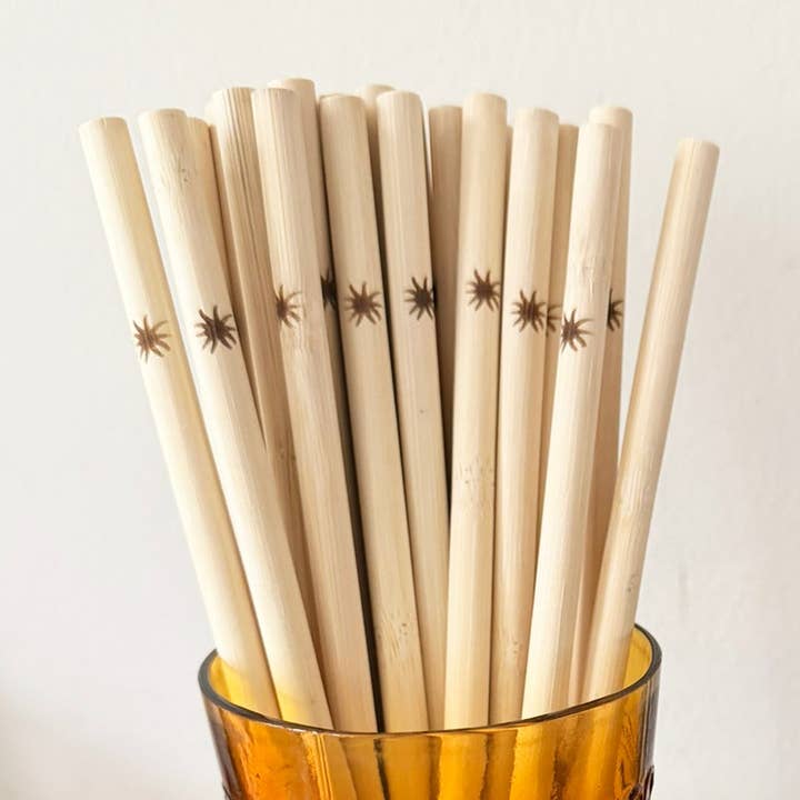 maaterra - Wholesale Drinking Straw - Bamboo Straws | 8 Inch | 24 count0