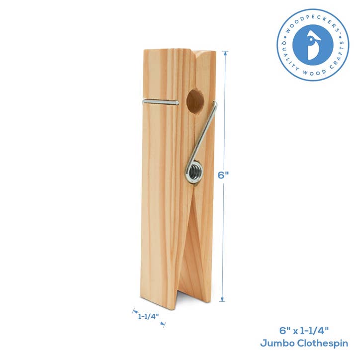 Woodpeckers Crafts - Wholesale Craft Supplies - Wood Extra-Large Clothespin, 6"