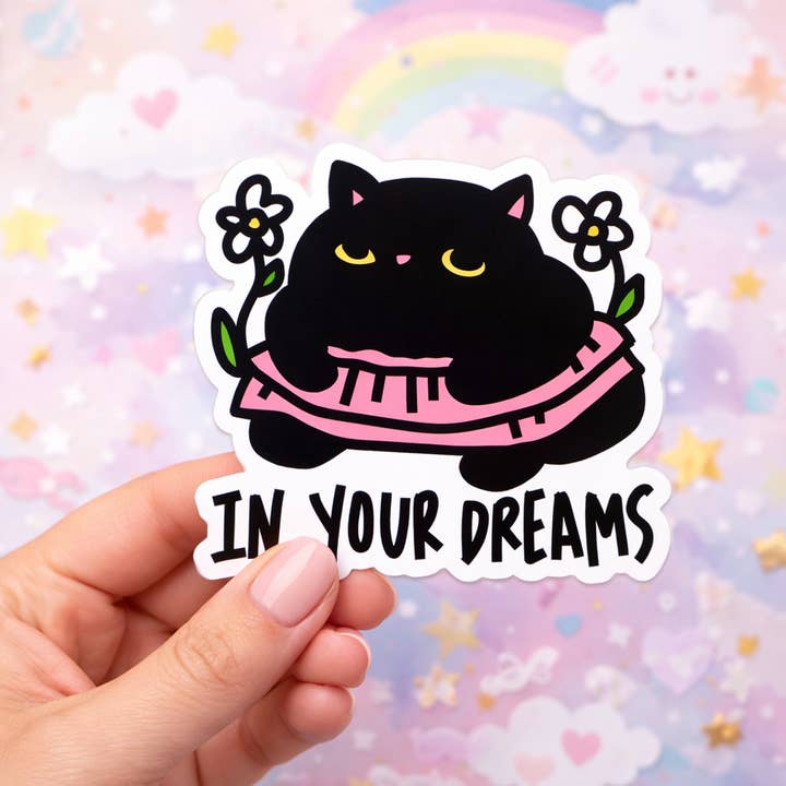 Adesivo in vinile impermeabile 3 x 3 "Nei tuoi sogni" di Grumpy Cat per la vendita all'ingrosso da parte di Handsome Sam's