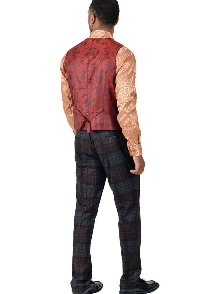 Brun Grå herreternet rutet brungrå kjole vest VP137 for engroshandel på Faire2