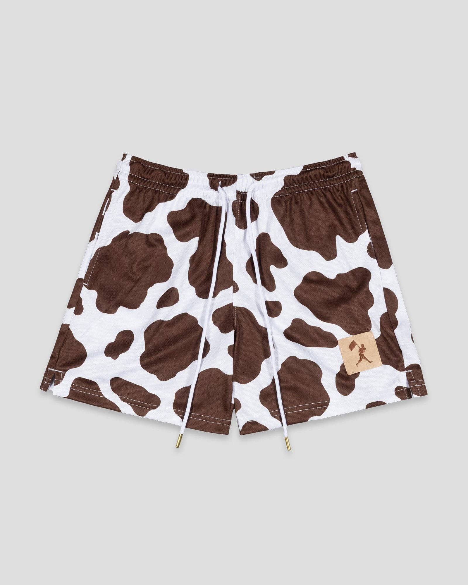 Baseballism - Wholesale Shorts - Men's - Moo Milk Cow Print Diamond Air Mesh Shorts - Brown