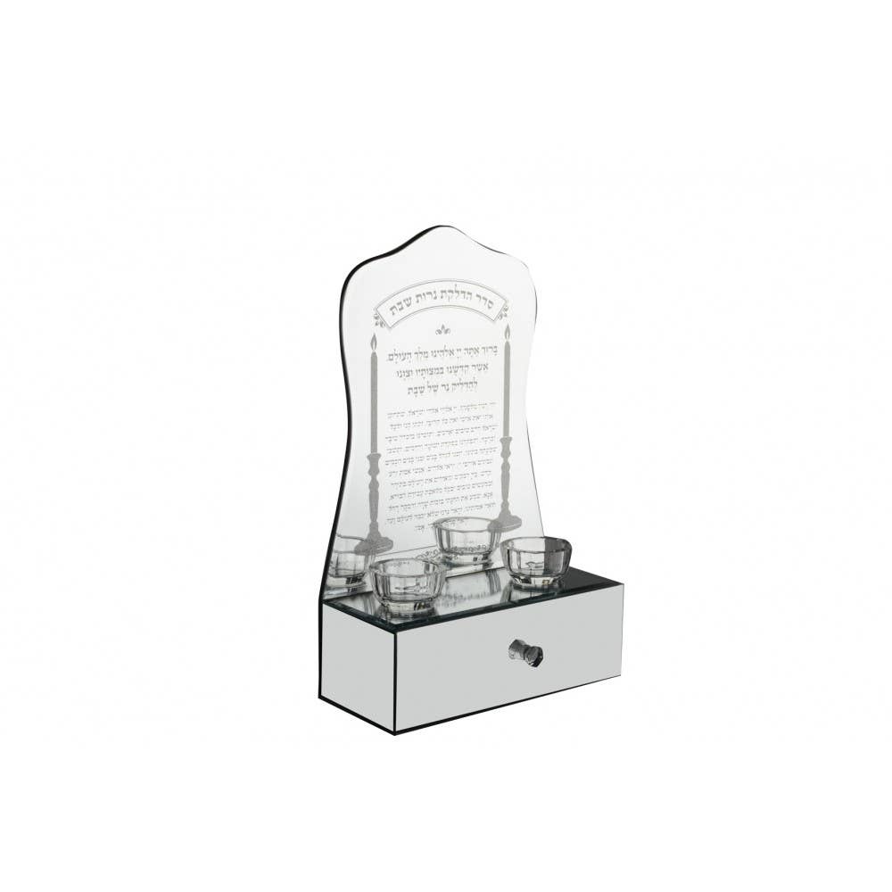 AULICA - Wholesale Candle Holder - Double candlestick with drawer and Shabbat prayer0