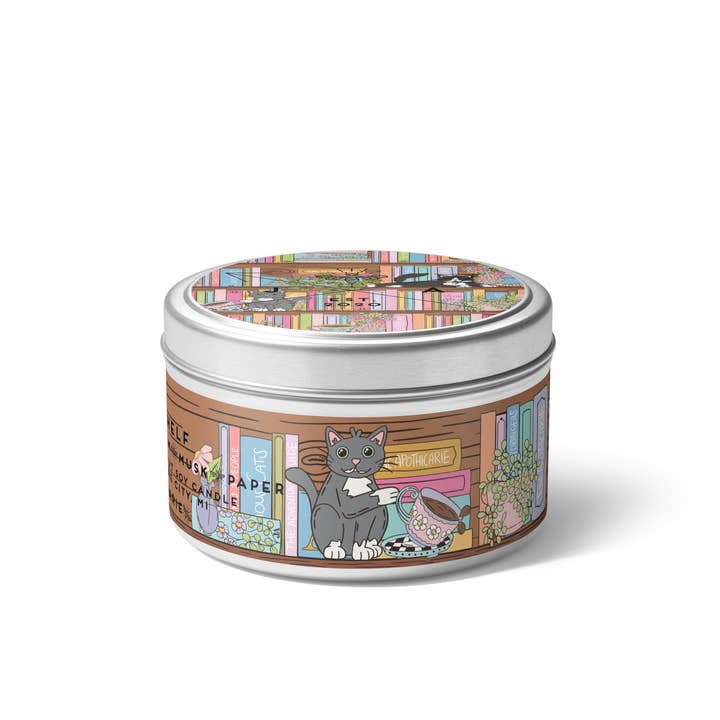 June Apothicarie - Wholesale Travel Candles - The Bookshelf 4oz Travel Candle