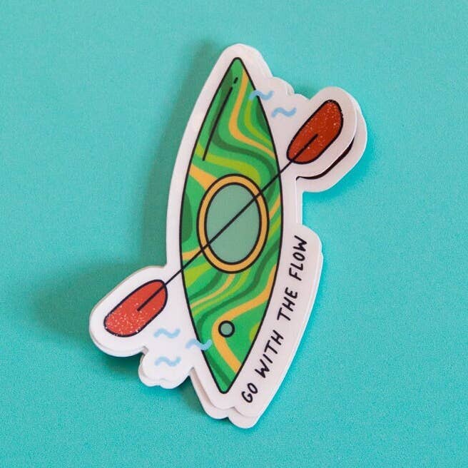 Go With the Flow Kayak Adventure Vinyl Decal Sticker for wholesale by Golden Mountain