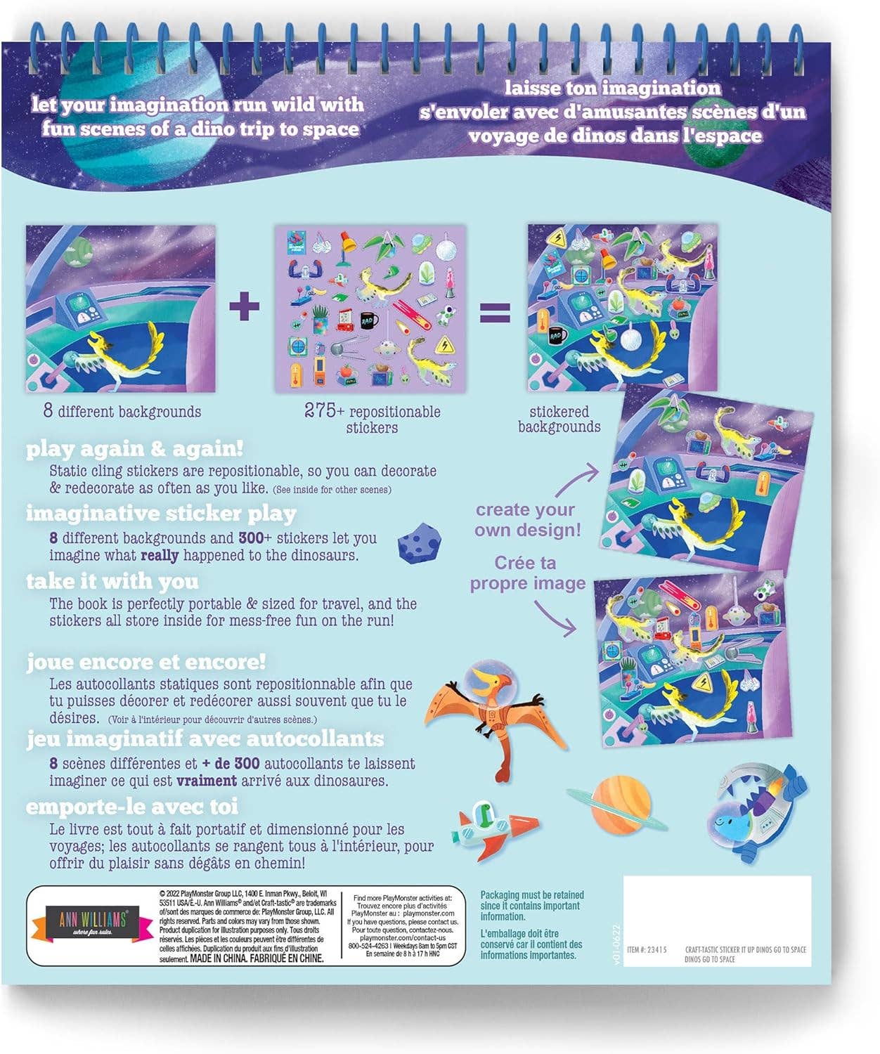 Play Monster - Wholesale Sticker - Kids & Baby - Sticker It Up! - Dinos Go to Space - Repositionable Stickers4