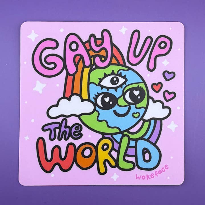 Sticker - Gay Up the World for wholesale by Wokeface
