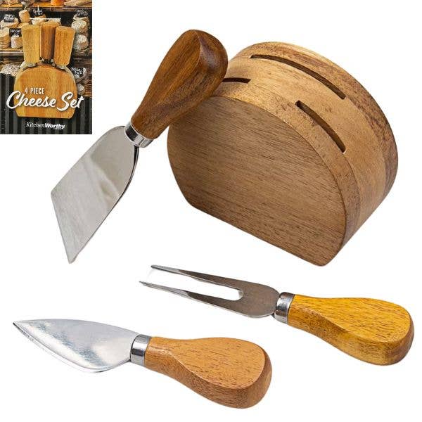 Kitchen Worthy 4PC Cheese Set - #150-4PCS - Includes Rubber for wholesale by St. Louis Wholesale LLC