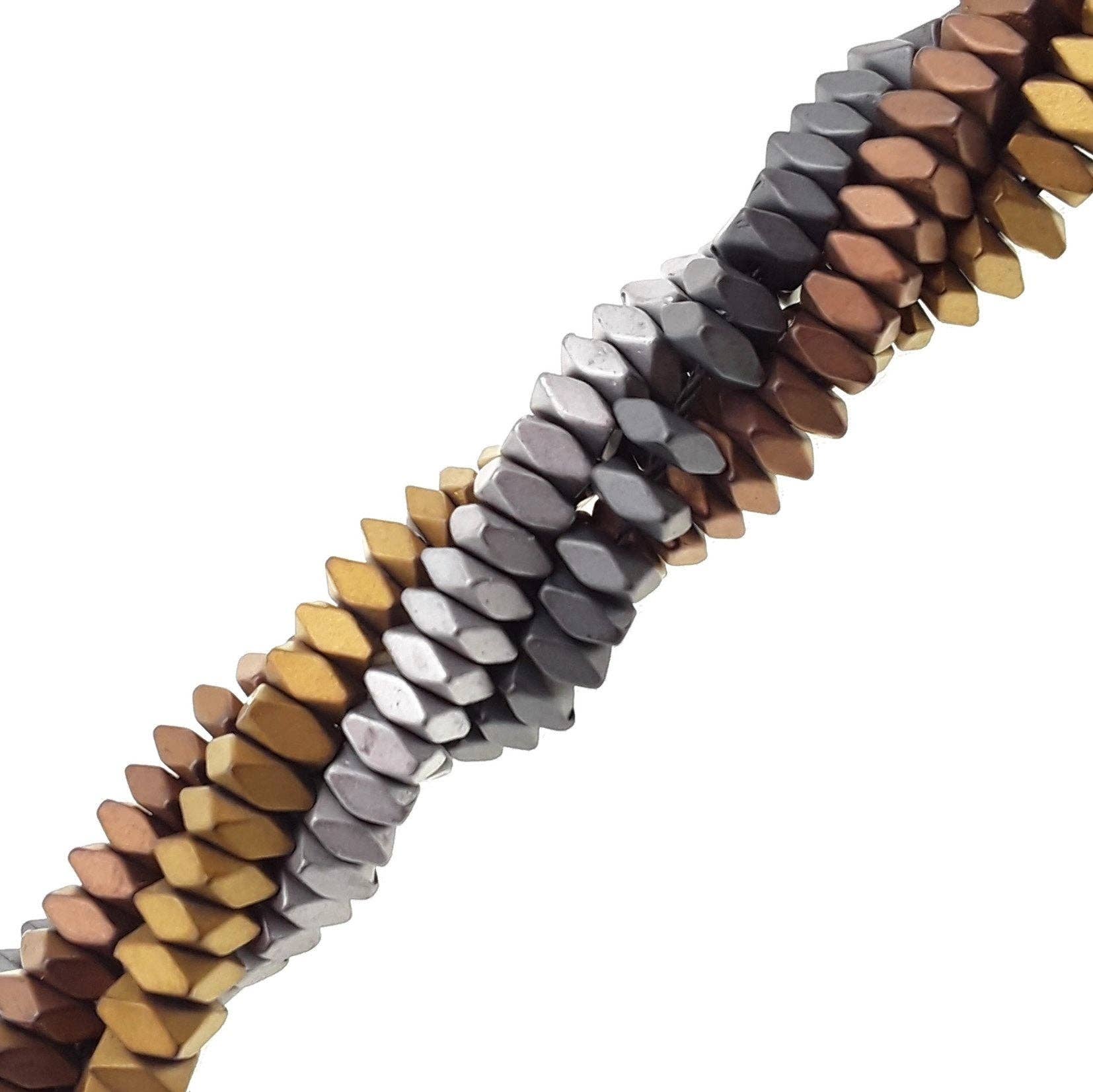 CRCBEADS - Wholesale Beads - Gray/Gold/Silver/Copper Hematite Matte Faceted Flat Square Beads 2x3mm 15.5" Strand2