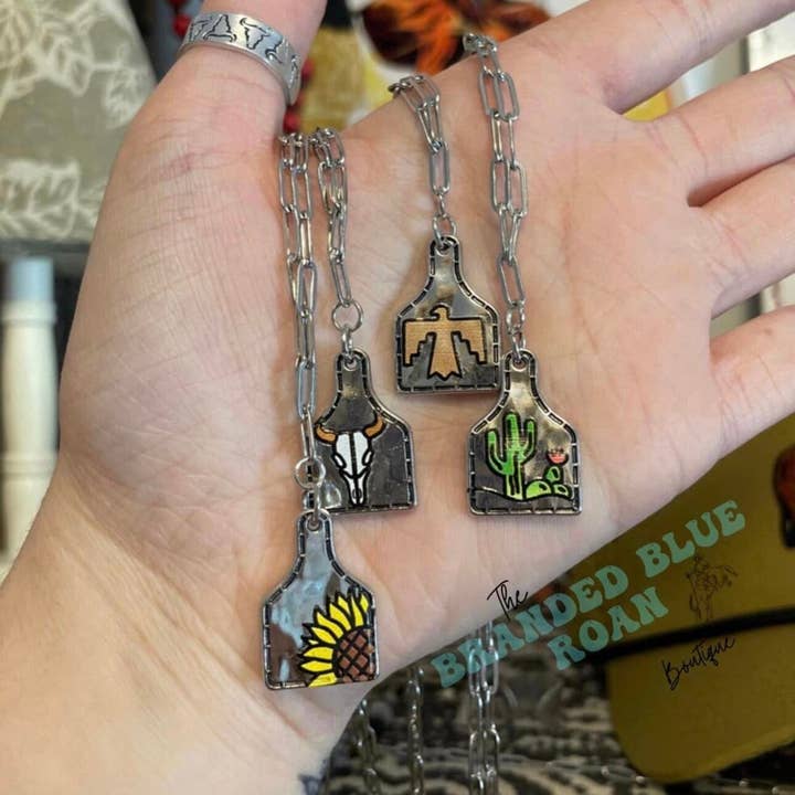 Western Hand-painted Paperclip Chain Necklaces for wholesale by The Branded Blue Roan