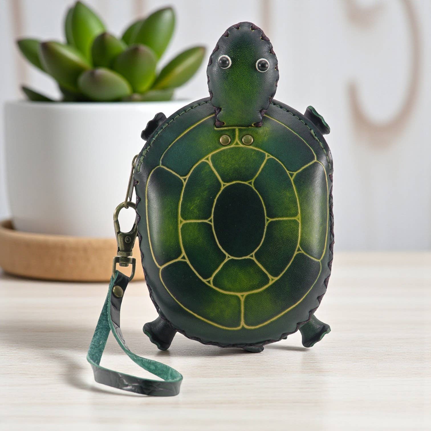 Sunflower Handmade leather inc - Wholesale Coin Purse - Women's - leather Turtle coin purse wallet  E353-1 Green large3