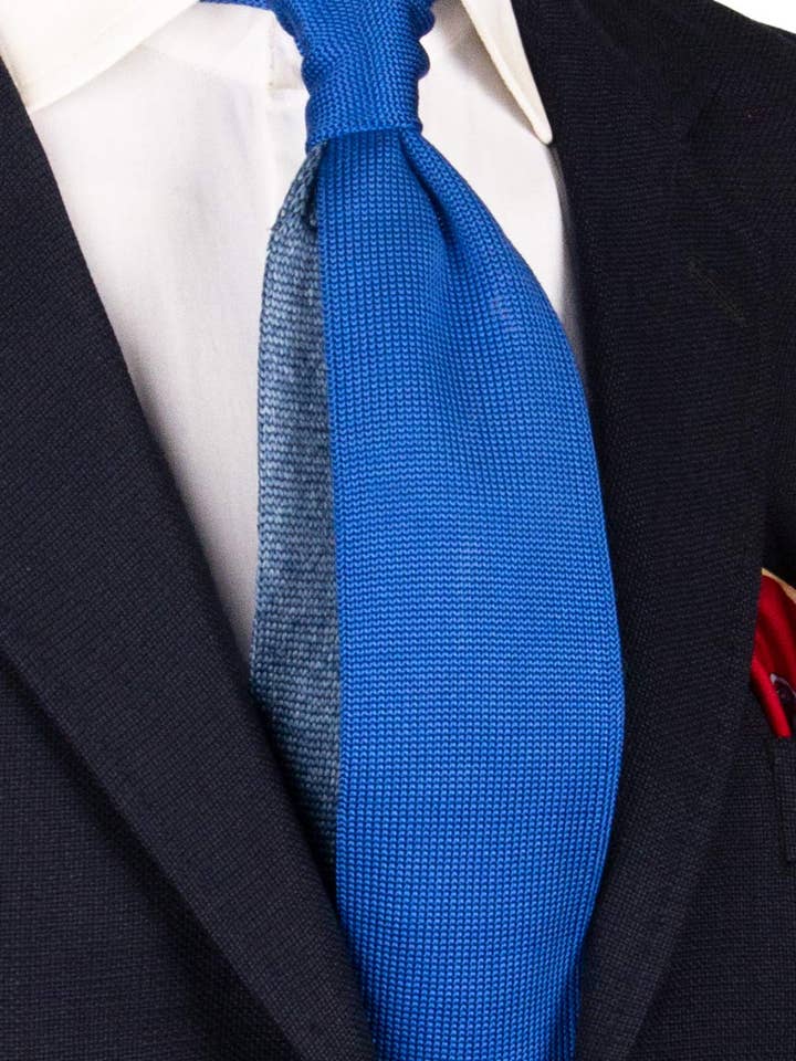 Gravata Tricot em Malha de Seda Azul Fantasia TRI676 por atacado de Graffeo Cravatte