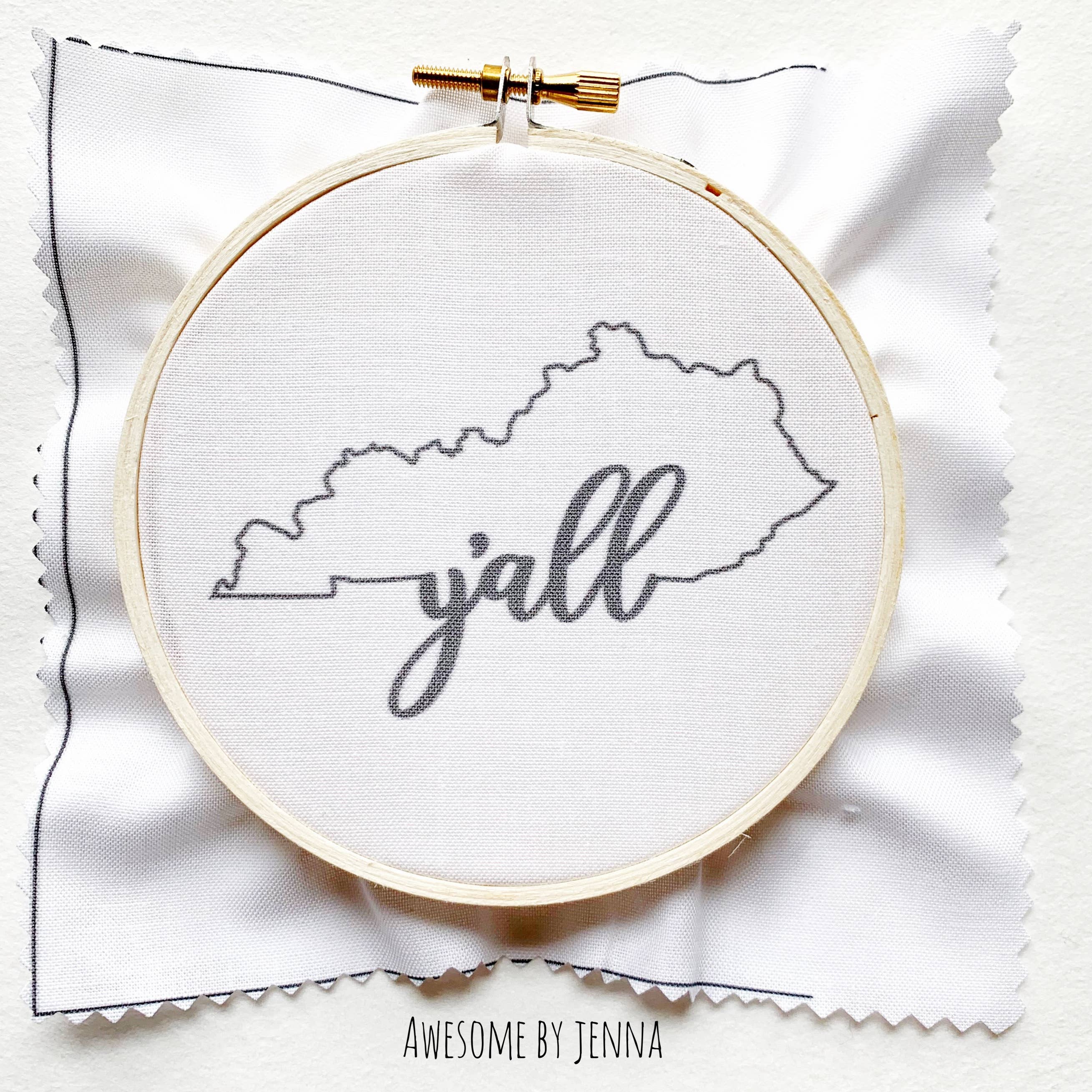 Awesome by Jenna - Wholesale Embroidery/Cross Stitch Supplies - Beginner KY Y'all DIY Hand Embroidery Kit1