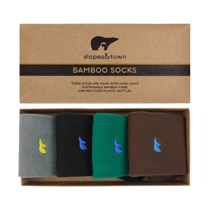 Gift Box Plain Socks Black and Grey for wholesale by Slopes&Town