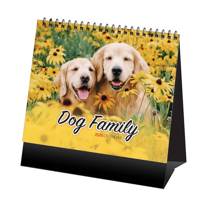 Calendrier de Bureau & Planificateur Mensuel 2026, Famille de Chiens, D-11 pour la vente par BEBELUNA