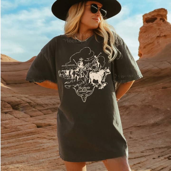Cowboy Country Western Graphic T-shirt for engroshandel hos TB & Co.