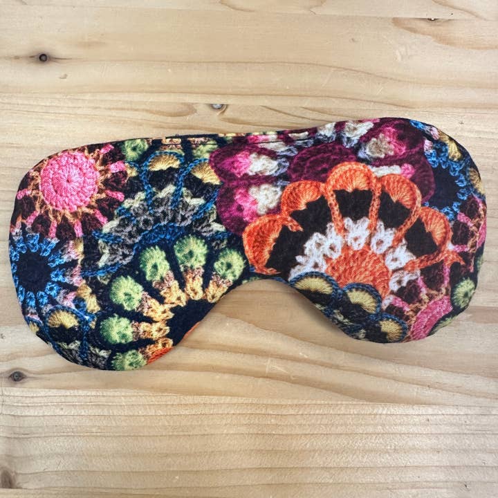 Crochet Flowers Print Rice Filled Weighted Eye Mask for wholesale by Craftinista Girl