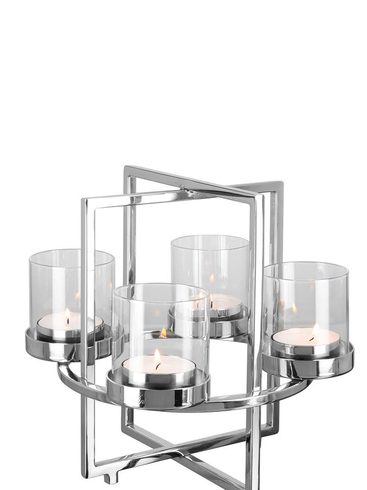 Norman/kroonluchter, 4flm, Tel., Vern., M.glas/H.28, d.32 voor wholesale door FINK Living