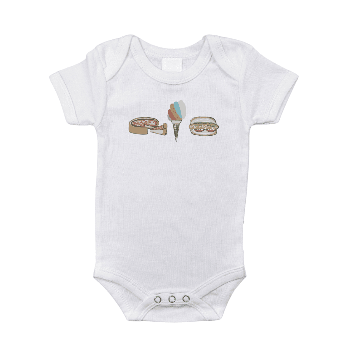 Little Hometown - Wholesale Bodysuit (Non-Footed) - Baby - Chicago Foodie Baby Onesie0
