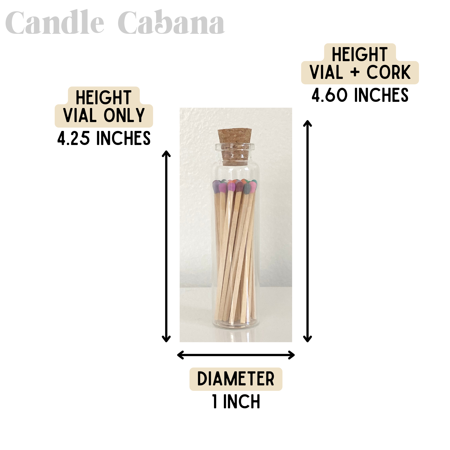 Candle Cabana – wholesale Tändsticka – Candle Cabana Svarta långa tändstickor med färgad tändhatt i glasflaska med kork, 25 st2