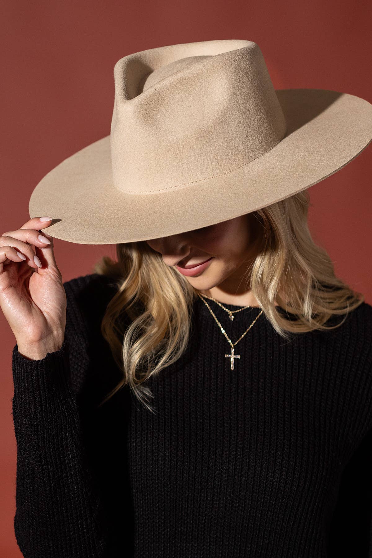 Urbanista - Vendita all'ingrosso Fedora - Donna - Cappello Panama a tesa rigida in lana australiana 100% con corona a goccia larga7