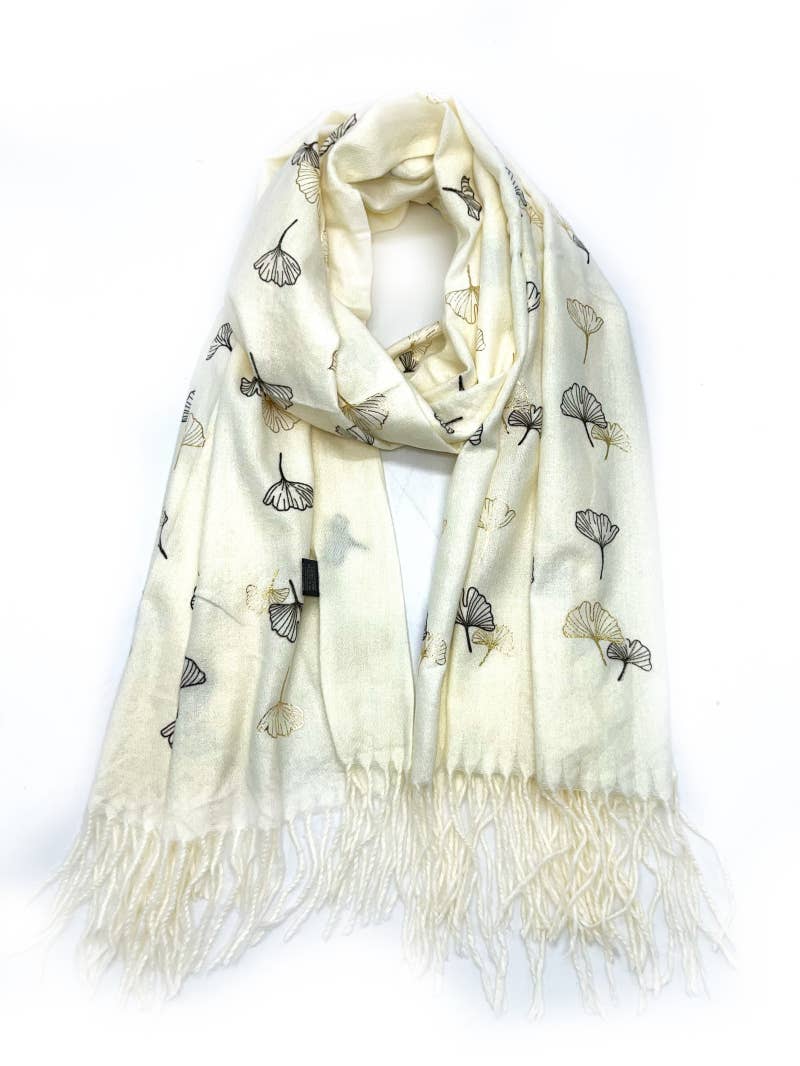 LINETA – wholesale Slöja - Dam – HH-191 Gingko förgylld halsduk13