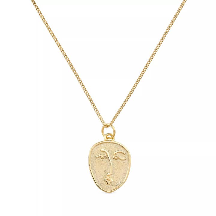 Dainty 18K Gold Face Minimalist Necklace for wholesale by Elk & Bloom