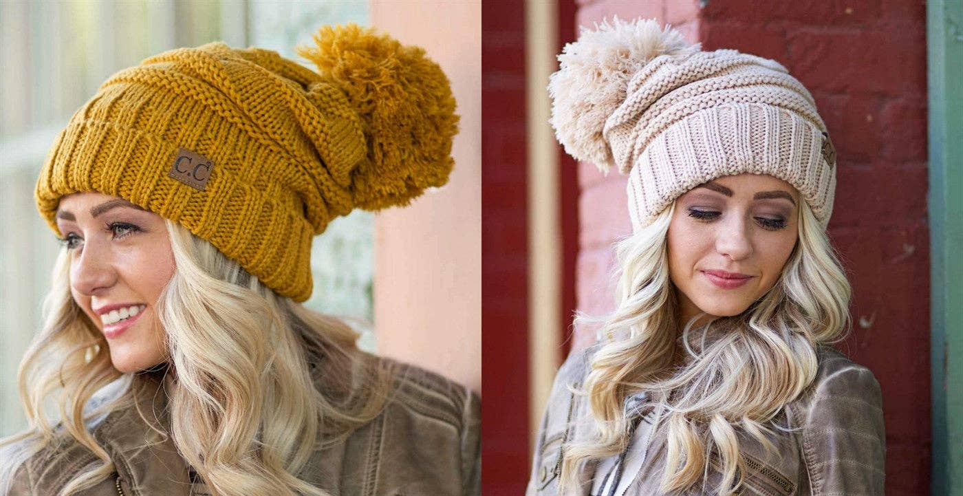 Truly Contagious - Vendita all'ingrosso Berretto - Donna - Berretto CC Slouchy Yarn Pom (HAT-100POM)6