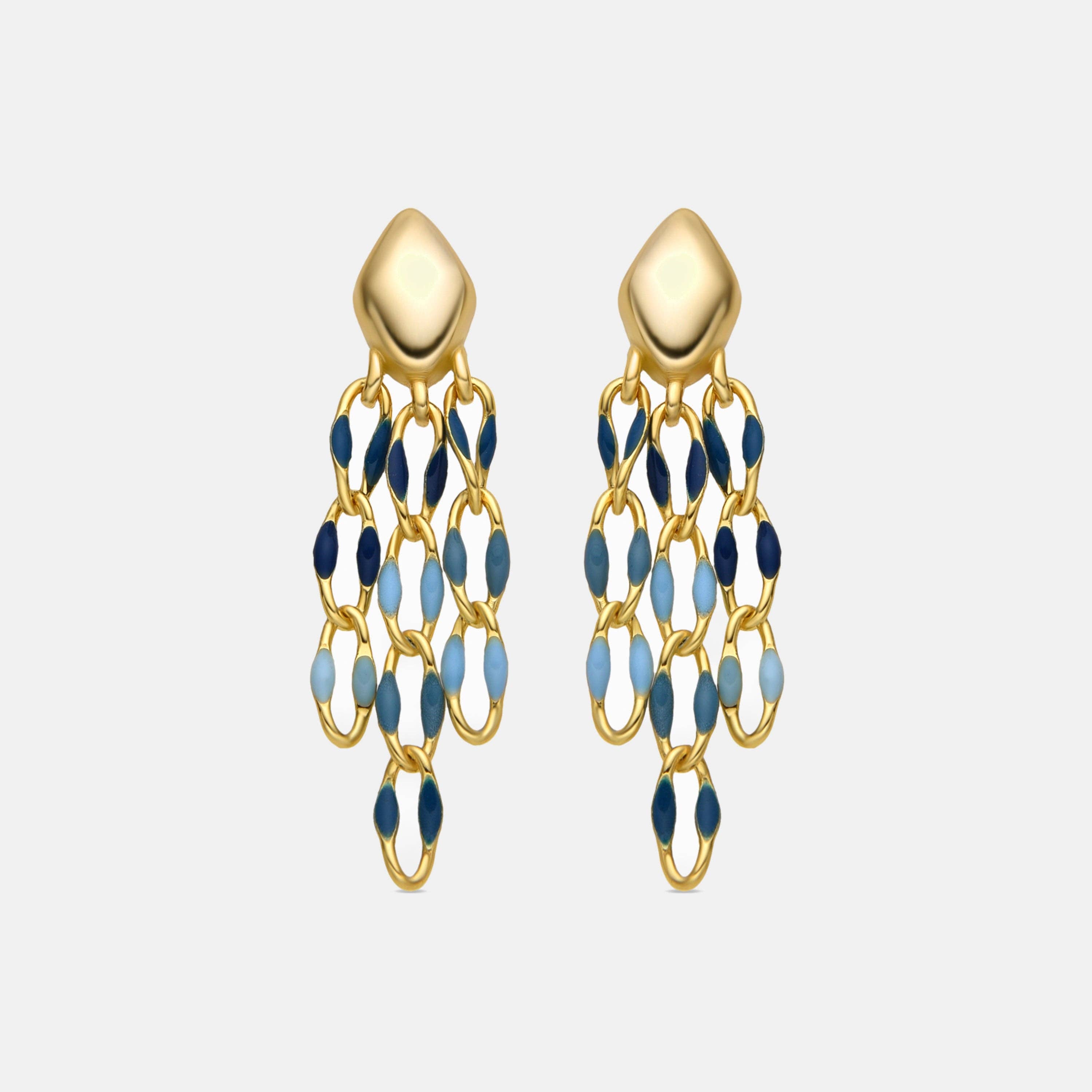 Luxenter - Vente Boucles d'oreilles pendantes - Pendientes Luxenter en argent sterling 925 et laqué bleu finition or 18k - Shione4