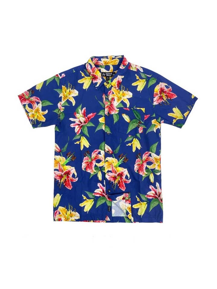 Chemises hawaïennes pour hommes en tissu tissé à boutons CRUSH pour la vente par Islandhaze