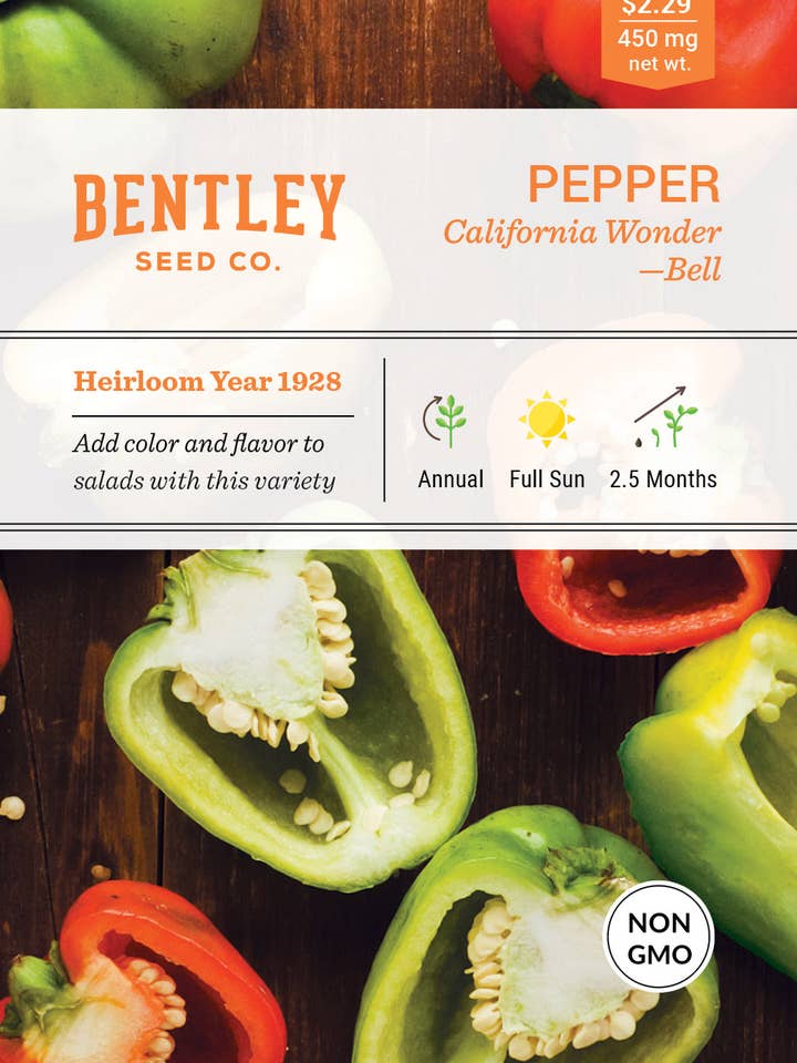 Pepper, California Wonder Seed Packets for wholesale by Bentley Seed Co.