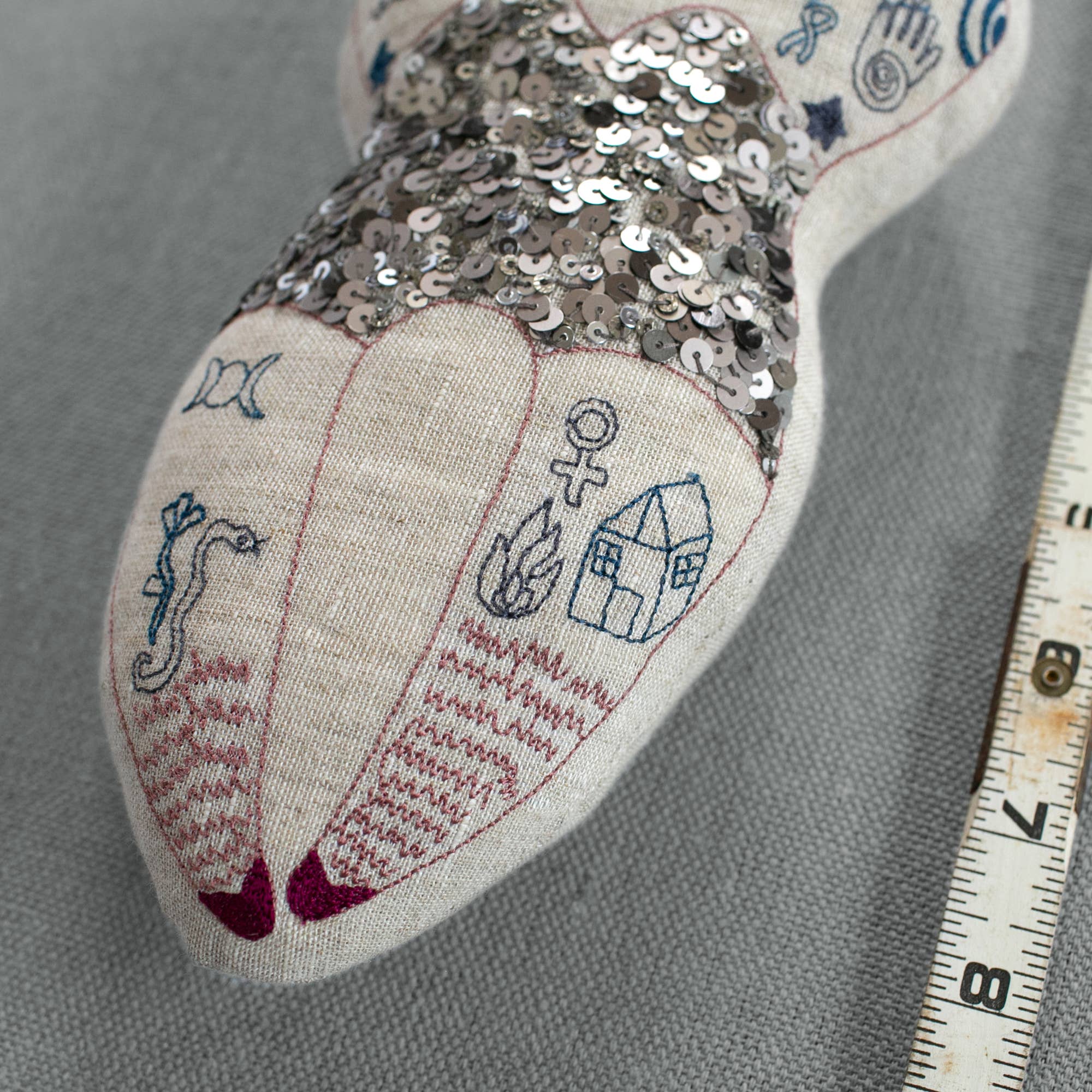 Skippy Cotton - Wholesale Decorative Tabletop Object - Tattooed Strong Lady - Cotton-Filled Art Doll, Embroidered4