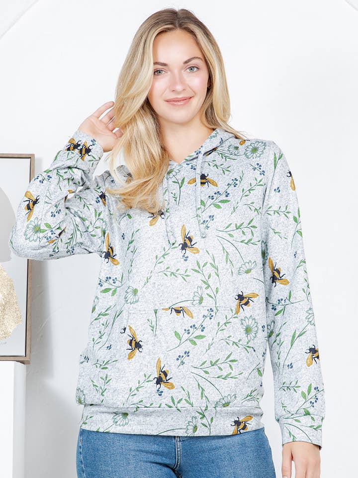 Bee Floral Pullover Hoodie for wholesale by LA Soul