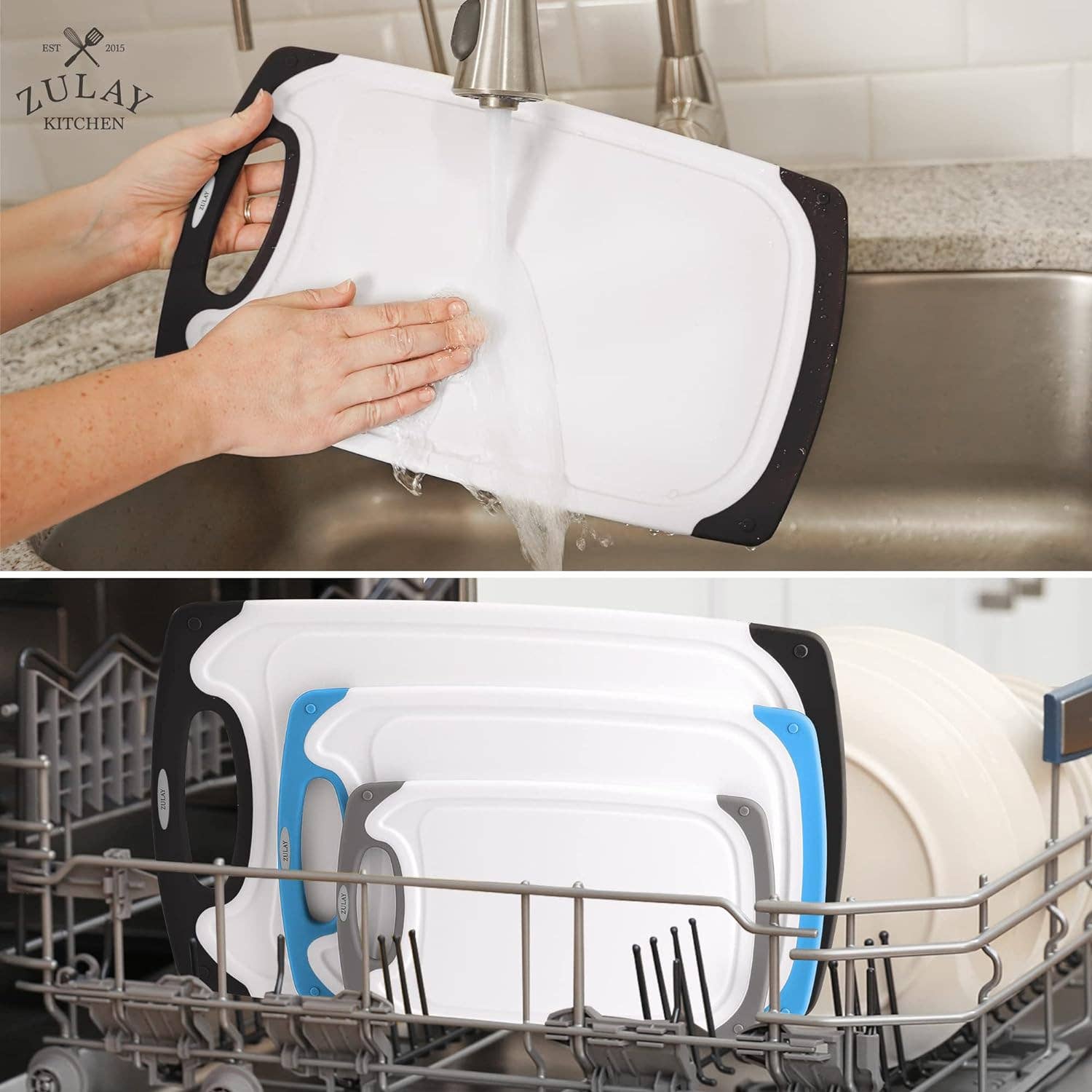 Zulay Kitchen - Vendita all'ingrosso Taglieri - Set di 3 Taglieri in Plastica – Scanalatura Antiscivolo per Succhi13