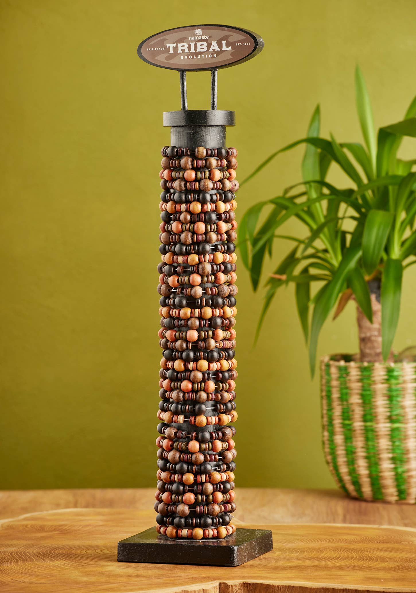 Namaste - Wholesale Beaded Bracelet - Elasticated Hard Wood Bead Bracelet, Roll Display0