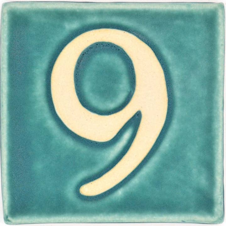4x4 House Number 9 for wholesale by Little Traverse Tileworks