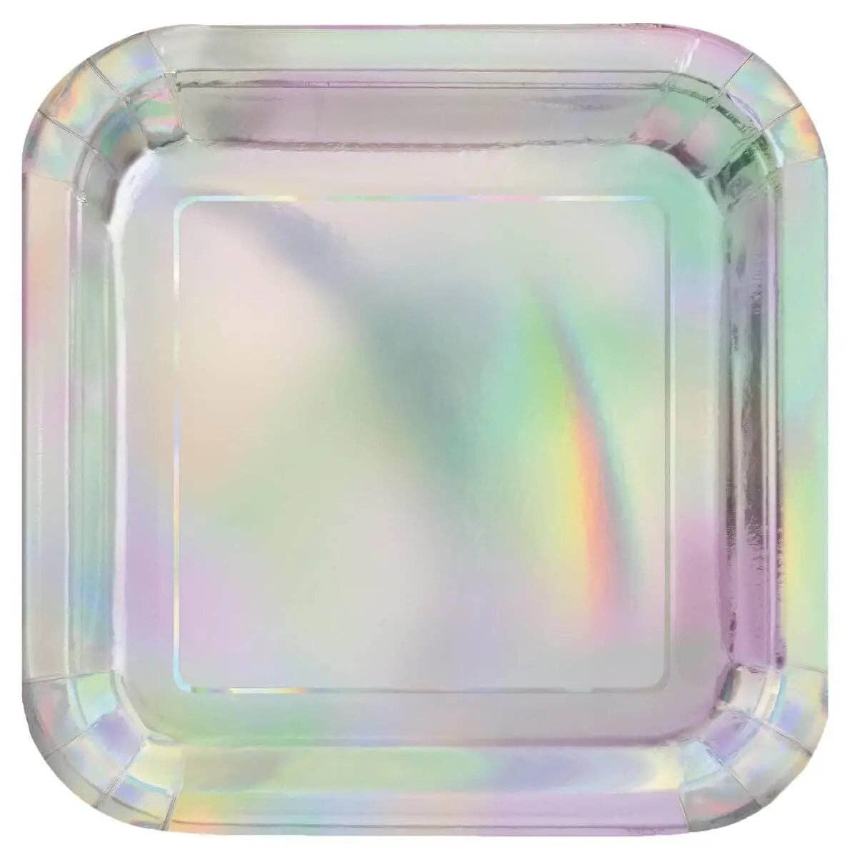 Party Expo, LLC - Wholesale Dinner Plate - 9" Iridescent Square Dinner Plates (8ct)0
