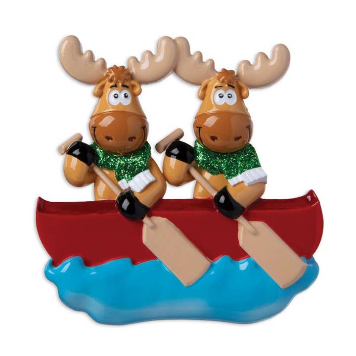 PolarX Ornaments - Wholesale Ornament - Moose in Canoe Family Personalized Ornament1