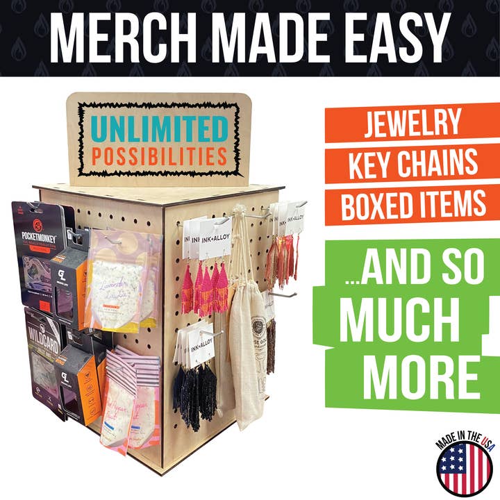 Torched Displays - Wholesale Retailer Display Stand/Case - Rotating Pegboard Display