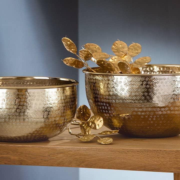 Gilde Handwerk Macrander GmbH & Co. KG - Wholesale Decoratief bord/schotel/kom - Aluminium kom ‘Nello’ goudkleurig, set van 21