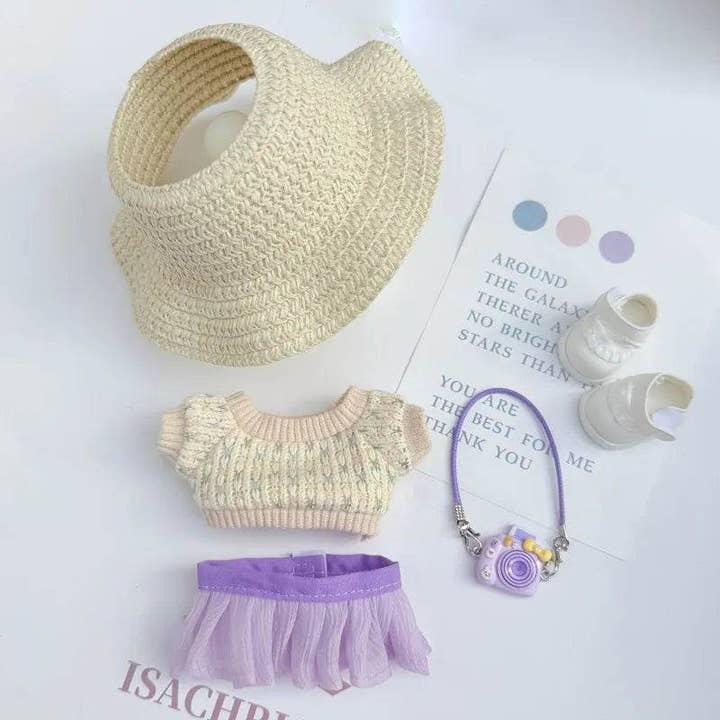 Ensemble de chapeau et jupe en fil pour accessoires de poupée premium pour Labubu à l'échelle 1/12, tenue de fête d'été unisexe Labubu pour la vente par THE INTSUP USA