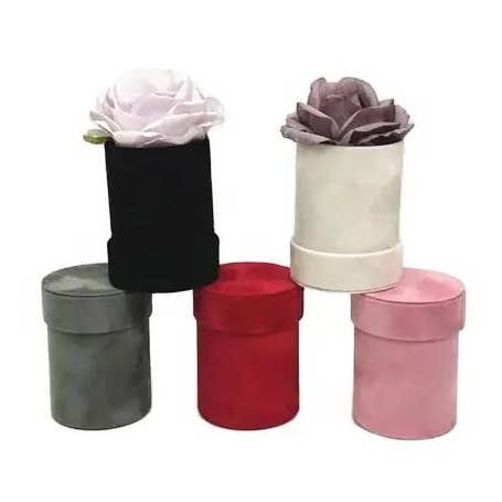 Single Flower Velvet Mini Round Box for wholesale by Elegant Design Supply