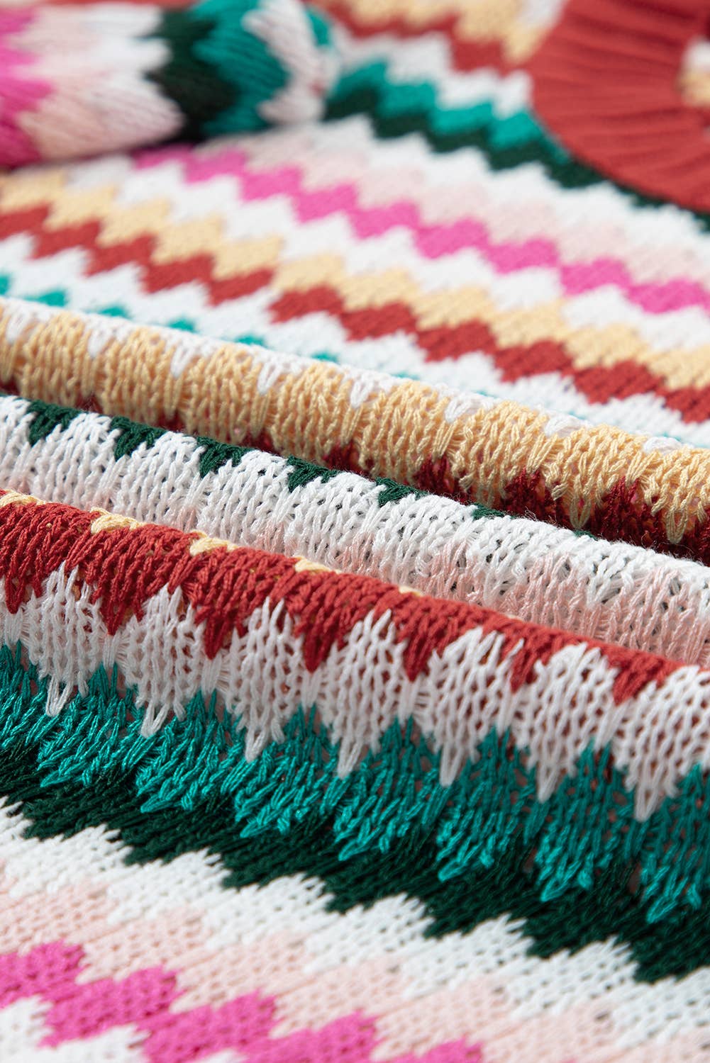 PartyEight - Wholesale Knit Sweater - Women's - Trimmed Ruffle Sleeve Colorful Textured Sweater8