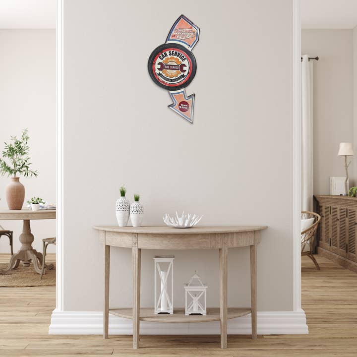 Multi Embossed Metal Wall Sign Car And Tire Service for wholesale on Faire1