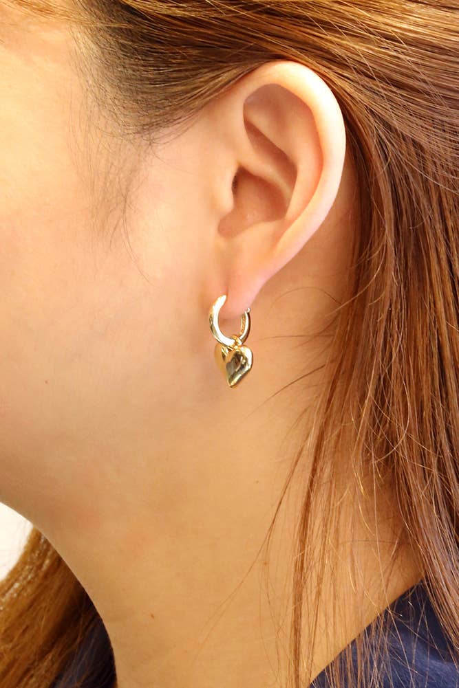 Hana - Wholesale Huggie Earrings - 14K Heart Drop Huggie Earrings1