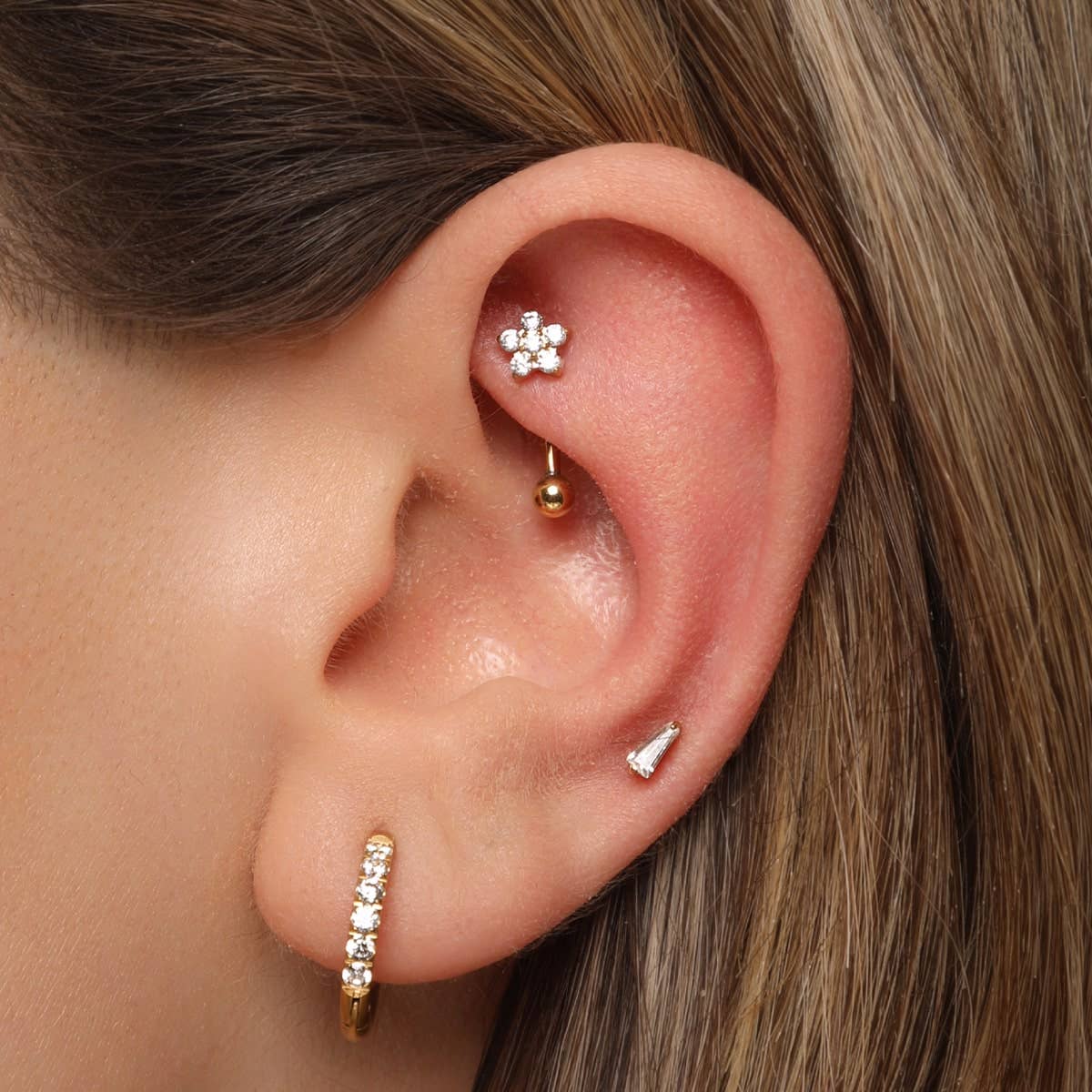 Schmuckgroßhandel - Wholesale Single Earring - Flower Rook Piercing | Surgical Steel1
