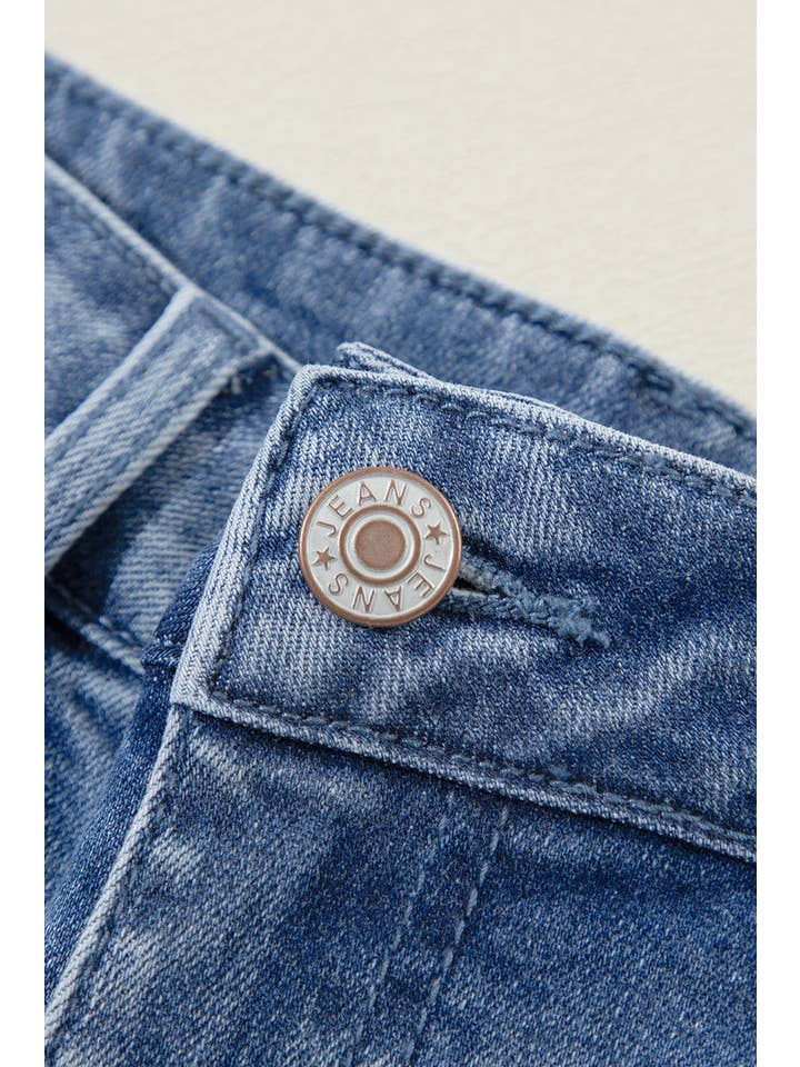 Ashleigh Blue Acid Wash Distressed Wide Leg High Waist Jeans for wholesale on Faire10