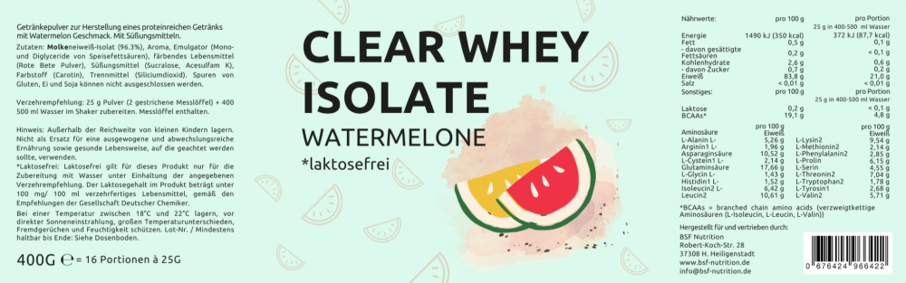 BSF Nutrition - Wholesale Proteïne/superfoodpoeder - Clear Whey Isolate eiwitpoeder2